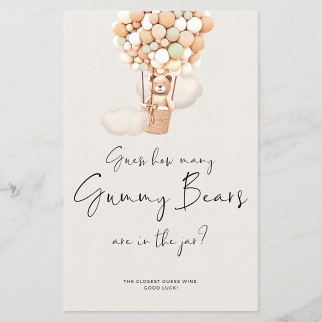 Bear Baby Shower Game - How Many Bears in Jar (Front)