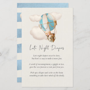 Bear Baby Shower Game - Late Night Diapers Sign