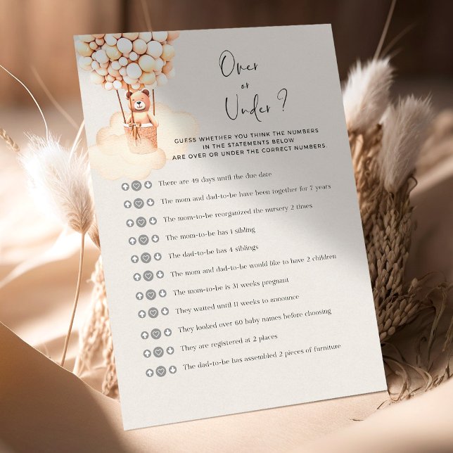 Bear Baby Shower Game Over Or Under (Creator Uploaded)