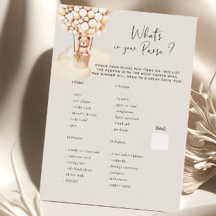 Bear Baby Shower Game What's In Your Purse