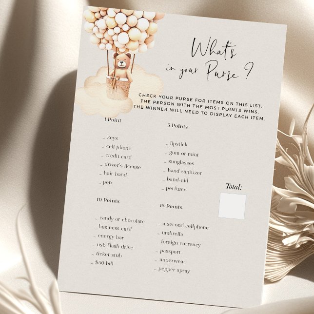 Bear Baby Shower Game What's In Your Purse (Creator Uploaded)