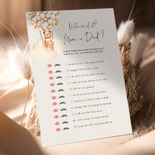 Bear Baby Shower Game Who Said It Mom or Dad