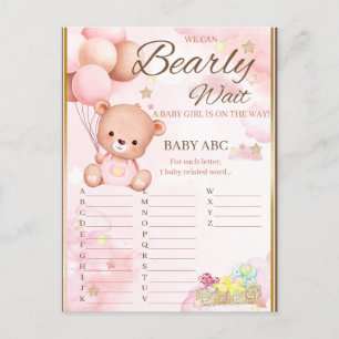 Bear Baby Shower Girl Game Postcard