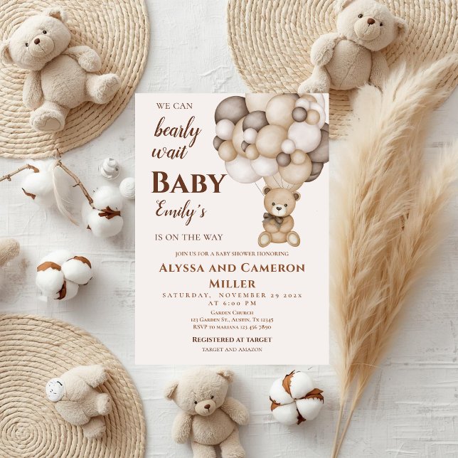 Bear Baby Shower Girl Invitation (Creator Uploaded)