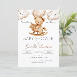 Bear Baby Shower Girl Spanish Invitation