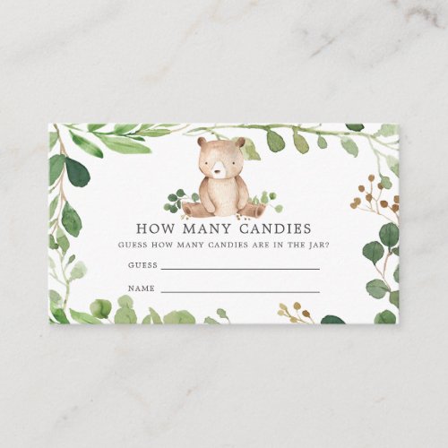 Bear Baby Shower Guess How Many Candies  Enclosure Card