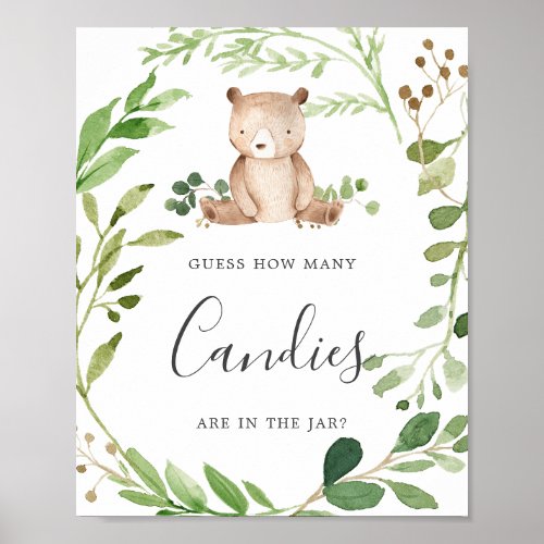 Bear Baby Shower Guess How Many Candies Poster