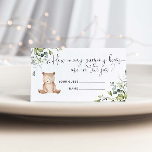 Bear baby shower guess how many gummy bears enclos enclosure card