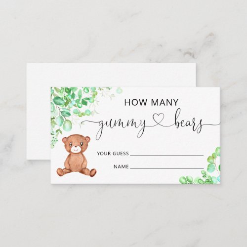 Bear baby shower guess how many gummy bears enclosure card