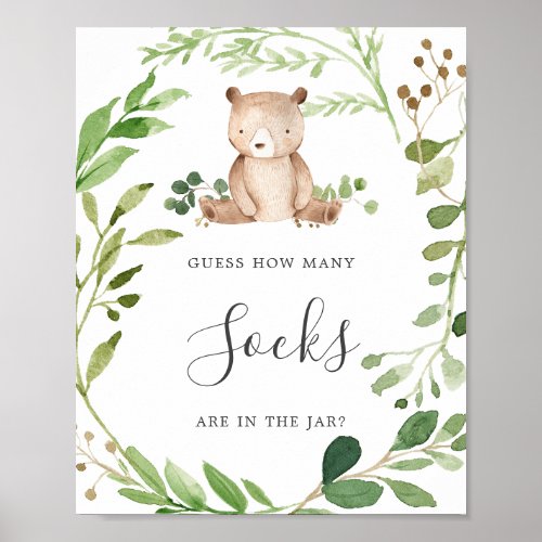 Bear Baby Shower Guess How Many Socks Poster