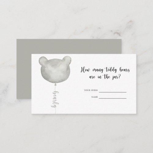 Bear baby shower guess how many teddy bears  enclosure card