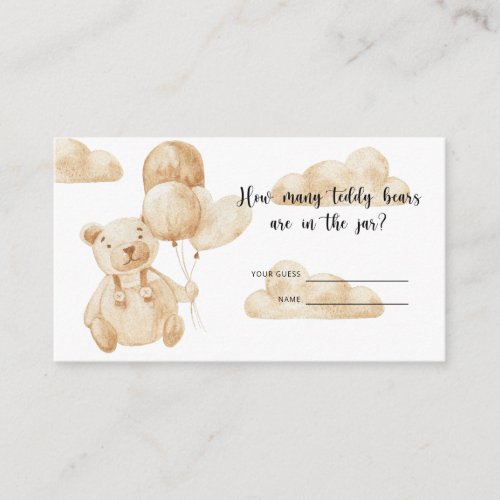 Bear baby shower guess how many teddy bears enclosure card