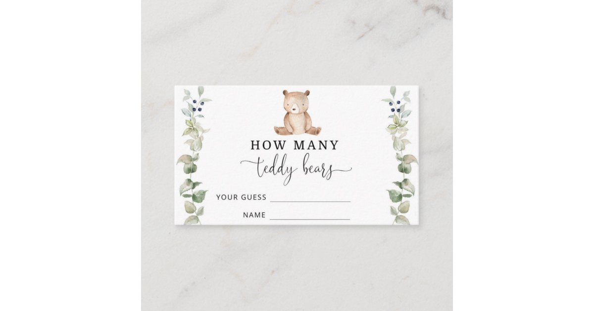Bear baby shower guess how many teddy bears enclosure card | Zazzle