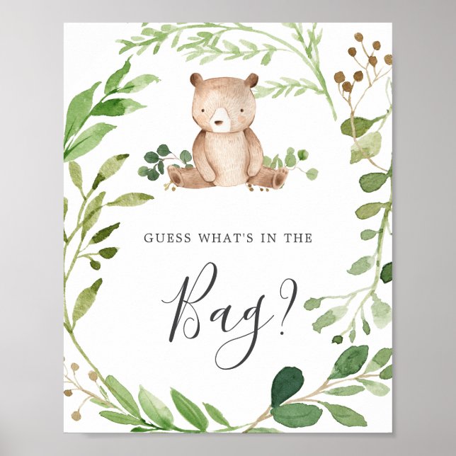Bear Baby Shower Guess What's in the Bag Game Poster (Front)