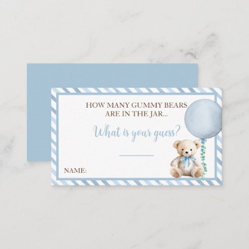 Bear Baby Shower Gummy Bears Guessing Game Card