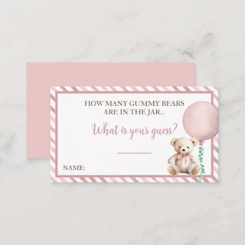 Bear Baby Shower Gummy Bears Guessing Game Card