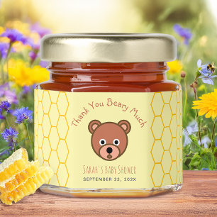 Bear Baby Shower Honeycomb Thank You Beary Much Honey Jar Favors