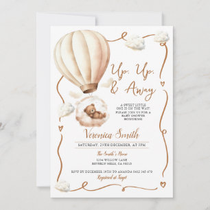 Bear Baby Shower Hot Air Balloon, Up Up and Away Invitation