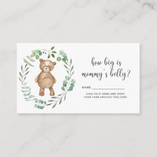 Bear baby shower how big is mommy's belly  enclosure card