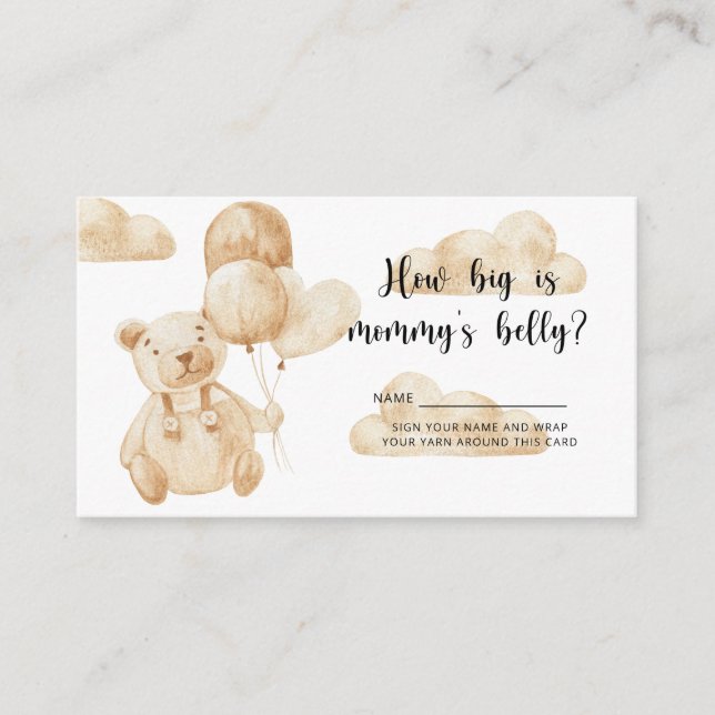 Bear baby shower how big is mommy's belly enclosure card (Front)