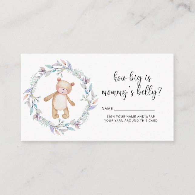 Bear baby shower how big is mommy's belly enclosure card (Front)