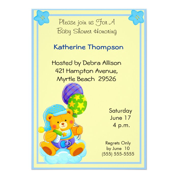 Bear Baby  Shower Invitation