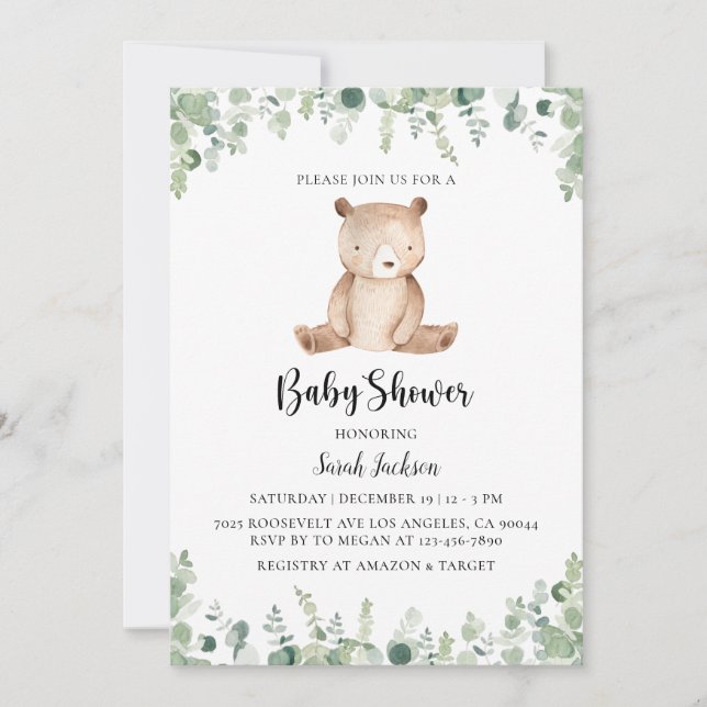 Bear Baby Shower Invitation (Front)