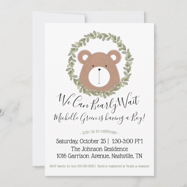 Bear Baby Shower Invitation (Front)
