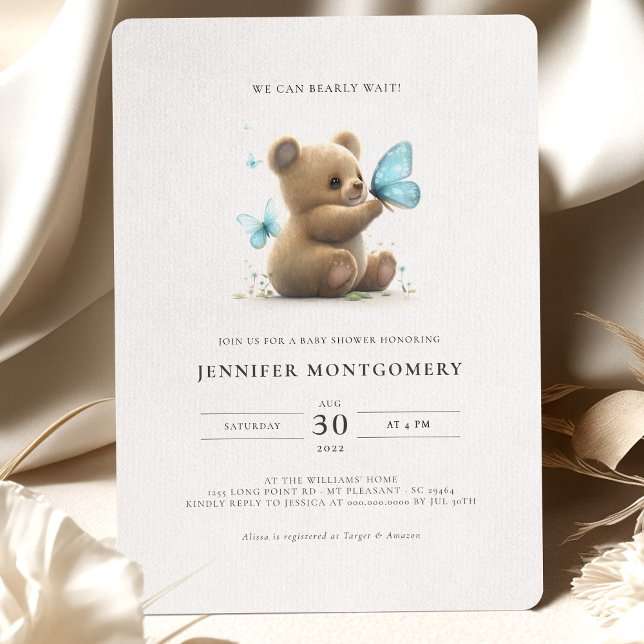 Bear Baby Shower Invitation Blue Boy (Creator Uploaded)