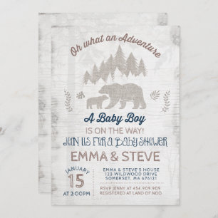 Bear Baby Shower Invitation Boy Adventure Shower