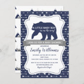 Bear baby shower invitation for boys (Front/Back)