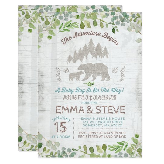 Bear Baby Shower Invitation The Adventure Begins Zazzle Com