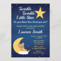 Bear Baby Shower Invitation Twinkle Little Star