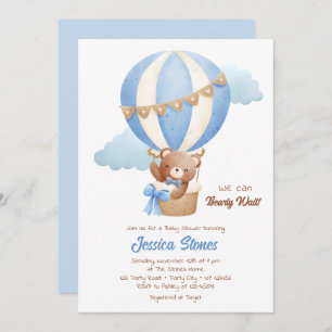 Bear Baby Shower Invitations Boy Hot Air Balloons