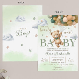 Bear Baby Shower Invite, We Can Bearly Wait Invita Invitation