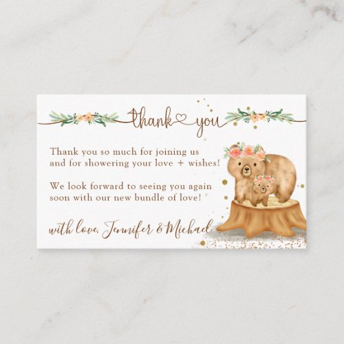 Bear Baby Shower New Mommy Thank You Enclosure Card