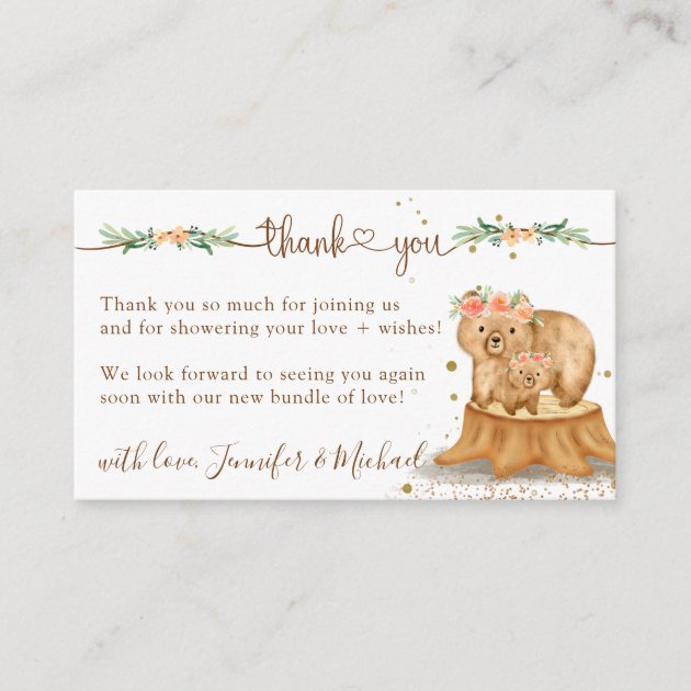 Bear Baby Shower New Mommy Thank You Enclosure Card