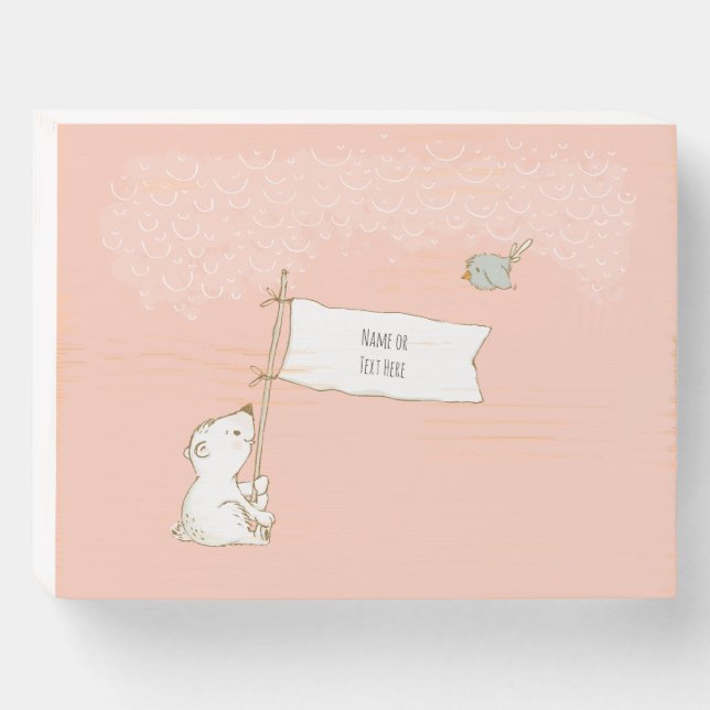 Bear Baby Shower / Nursery Wooden Plaque Sign Girl (Front Horizontal)