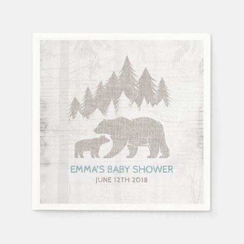 Bear Baby Shower Paper Napkin Boy Adventure Shower