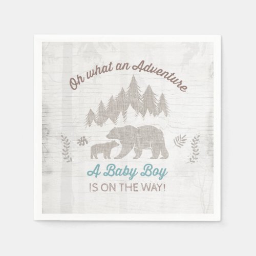 Bear Baby Shower Paper Napkin Boy Adventure Shower