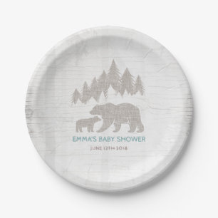 Bear Baby Shower Paper Plate Boy Adventure Shower