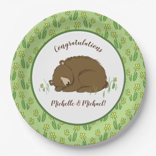 Bear Baby Shower Paper Plates (Front)