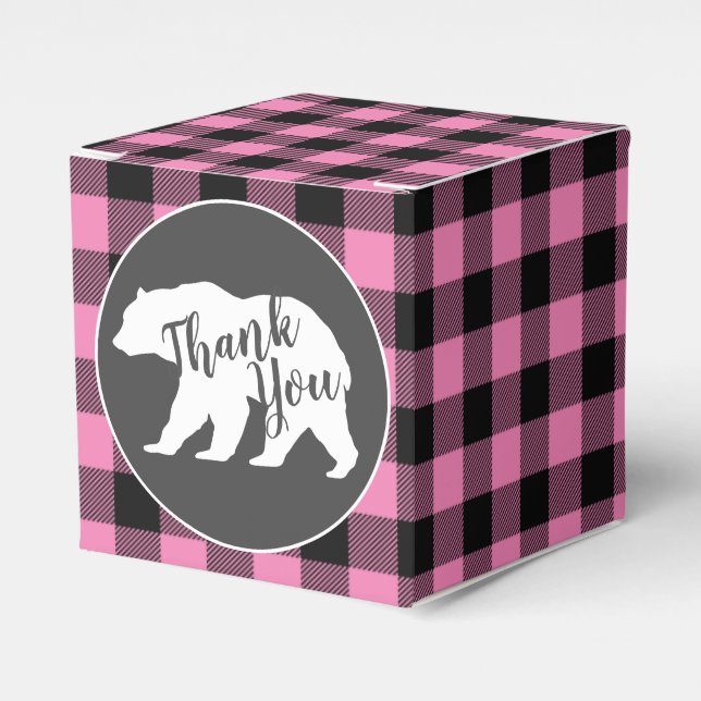 Bear Baby Shower Pink Favor Boxes (Front Side)