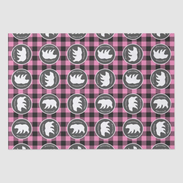 Bear Baby Shower Pink Tissue Paper (Front)