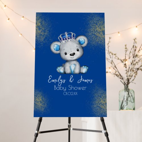 Bear Baby Shower Prince Sparkly Blue Boys Foam Board