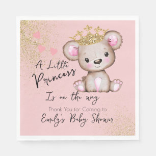 Bear Baby Shower Princess Sparkly Pink Napkins
