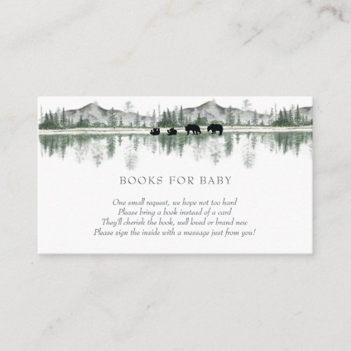 Bear Baby Shower  Rustic Mountains  Baby Books Enclosure Card
