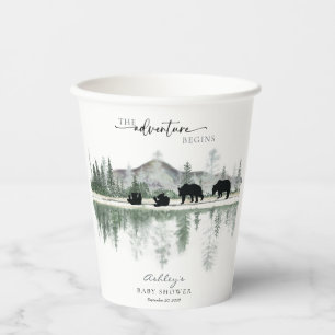 Bear Baby Shower Rustic Mountains Paper Cups