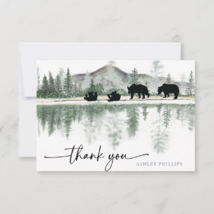 Bear Baby Shower Rustic Mountains Thank You Card
