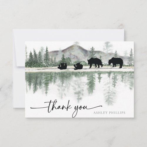 Bear Baby Shower  Rustic Mountains  Thank You Card